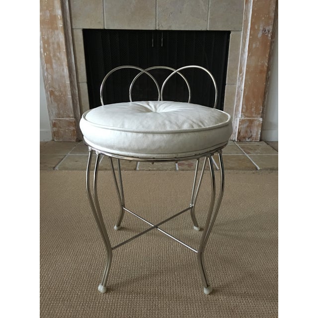 Hollywood Regency Style Chrome Vanity Stool by Koch Sons Inc