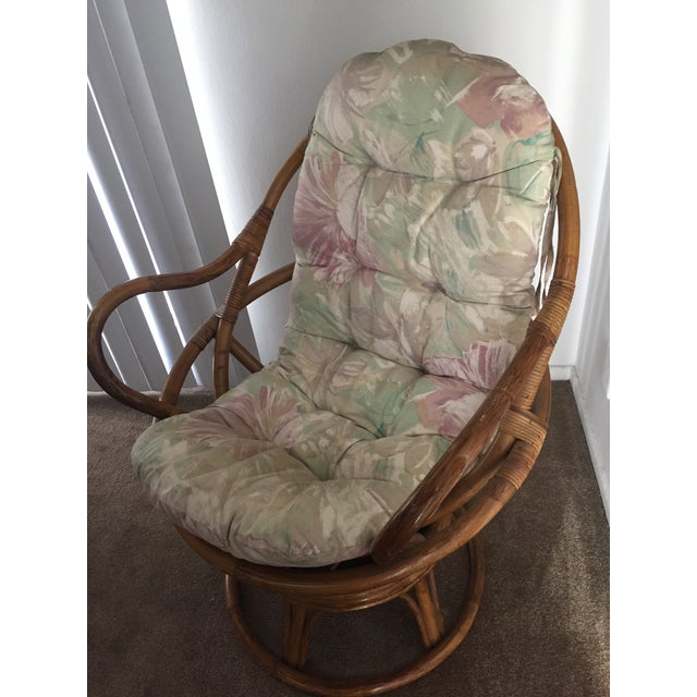 Vintage Rattan Swivel Chair Chairish