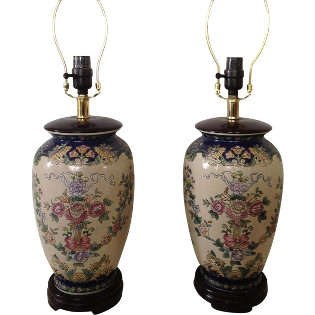 AsianInspired Ginger Jar Lamps A Pair Chairish