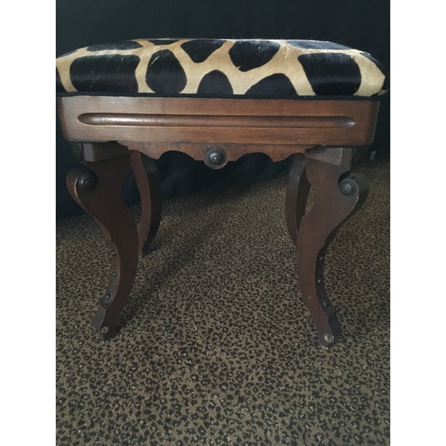 Walnut & Zebra Hide Stool Chairish
