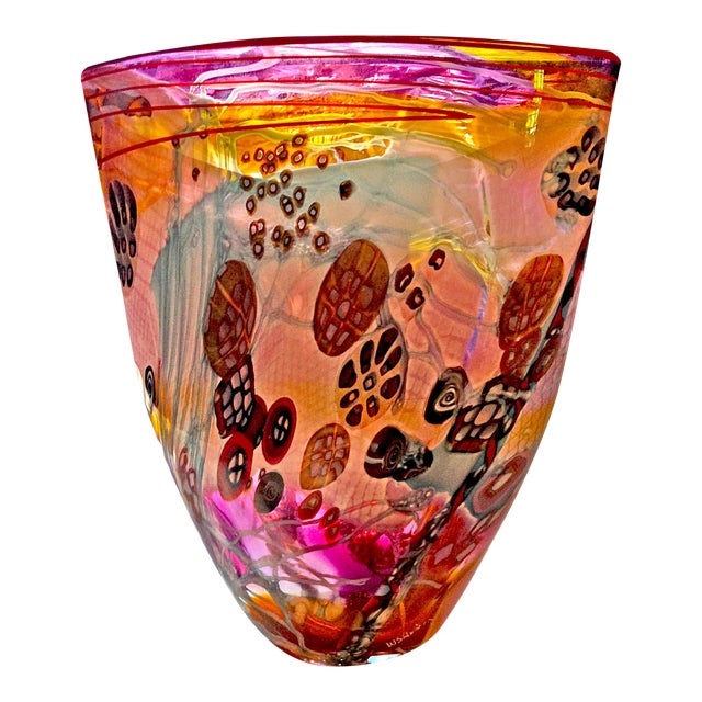 HandBlown Multicolor Glass Vase Chairish