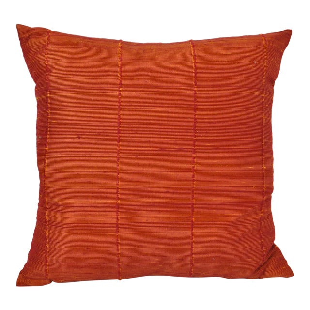 Textured Orange Raw Silk Throw Pillow Chairish