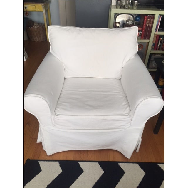 Pottery Barn White Slipcover Armchair Chairish