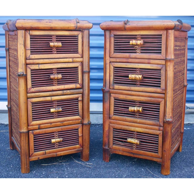 Bamboo Wicker Chests of Drawers / Nightstands a Pair Chairish