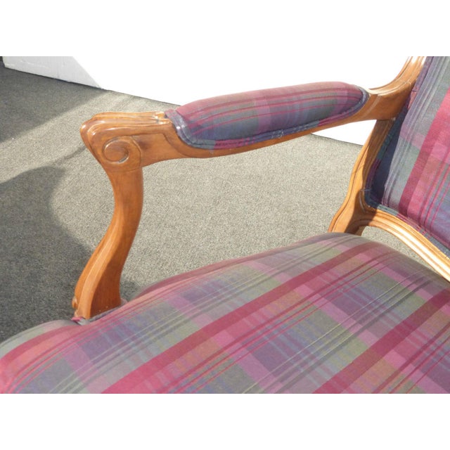 Drexel French Provincial Red Plaid Arm Chair Chairish