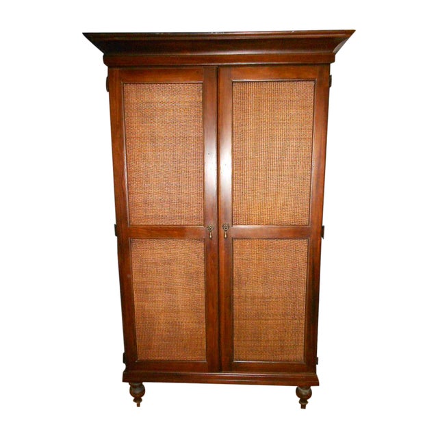 Wooden Armoire With Cane Panels Chairish