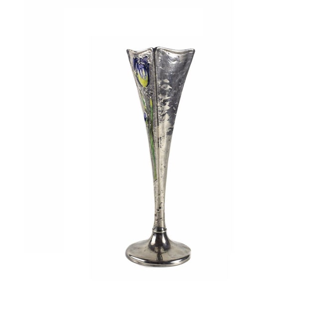 Sterling Silver Bud Vase With Enamel Tulips by Gorham Mfg. Co, 1897