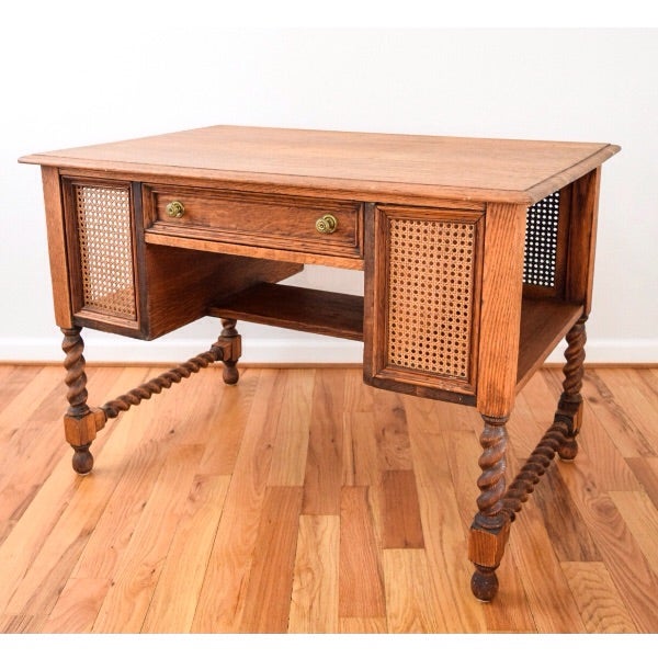 Antique Barley Twist Tiger Oak Desk Chairish