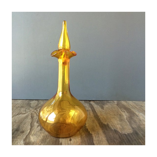 Vintage Glass Golden Decanter Chairish