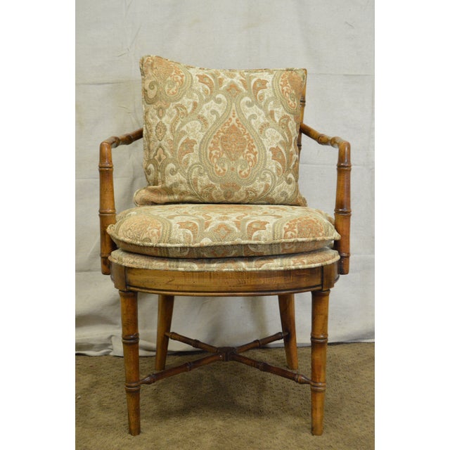 Custom Pair of Faux Bamboo Arm Chairs Chairish
