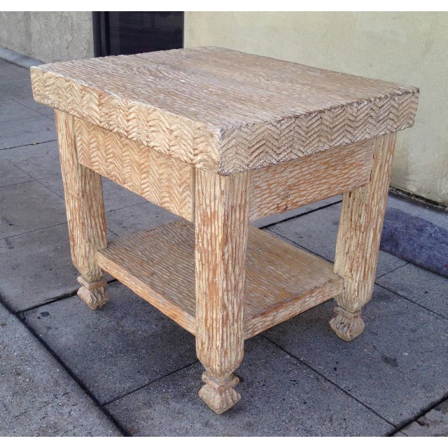 Carved and Bleached Wood Side Tables Pair Chairish