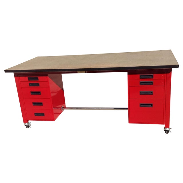 Red Powder Coated Steel Work Station Chairish