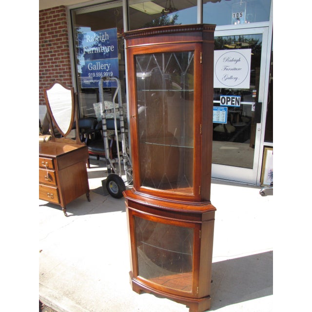 Mahogany Beveled Glass Corner Curio Chairish