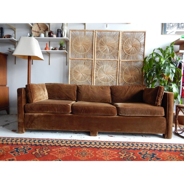 Vintage Brown Velvet Sofa | Chairish