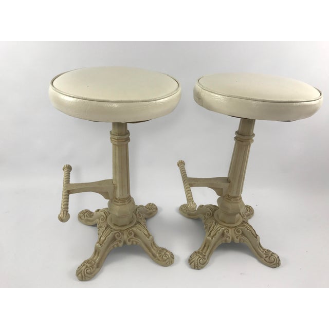 Antique Cast Iron Counter Stools With Foot Pegs - a Pair ...