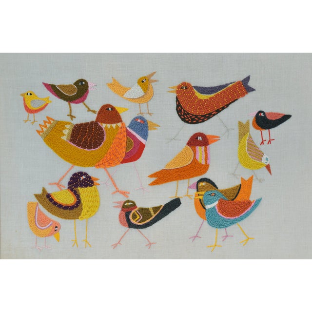 Midcentury flock of birds embroidery  chairish