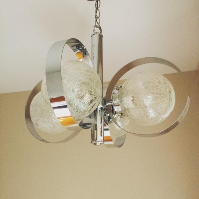 Chrome and Crackled Glass Globe Chandelier Chairish