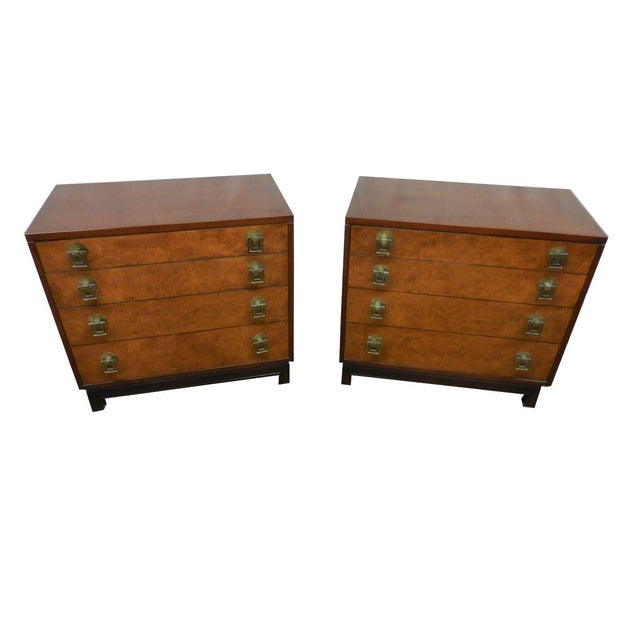 Johnson Furniture Co. Vintage Burl Chests A Pair Chairish