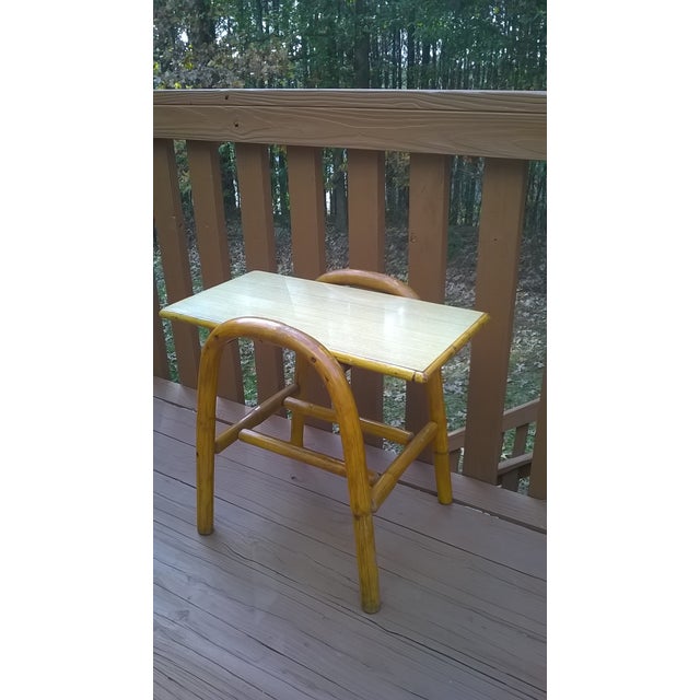 Vintage Bamboo Bent Wood Rattan Table Chairish