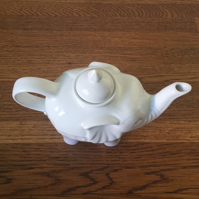 White Ceramic Elephant Teapot Chairish