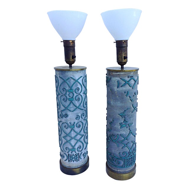 Wallpaper Roll Lamps A Pair Chairish