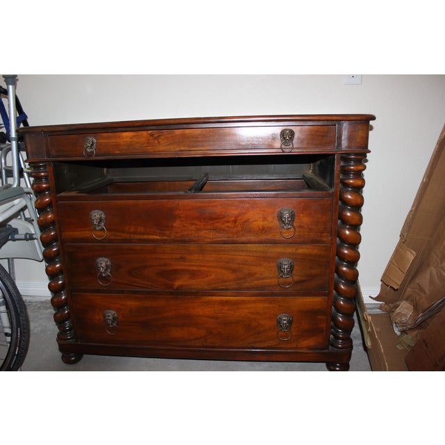 Spindle Wood And Leather Dresser Chairish