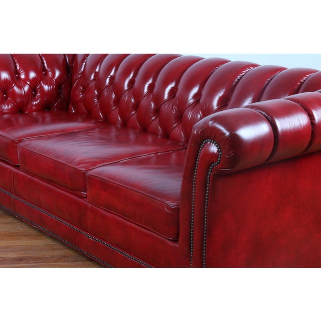 Red Leather Tufted Chesterfield Sofa Chairish