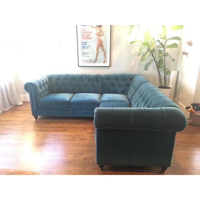 Anthropologie Velvet Lyre Sectional Sofa Chairish