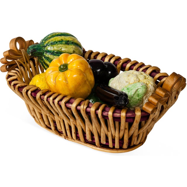 Italian Decorative Ceramic Fruits in Basket Chairish