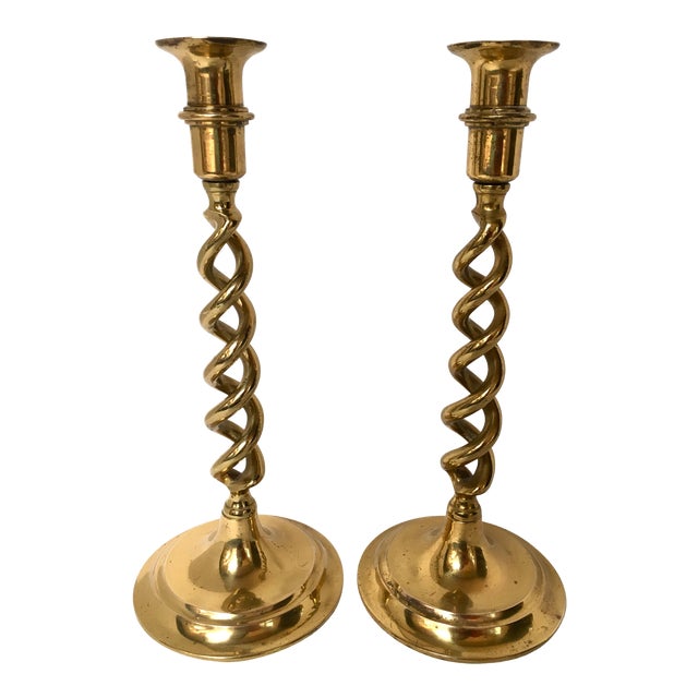 Vintage Brass Double Spiral Candle Holders Pair Chairish