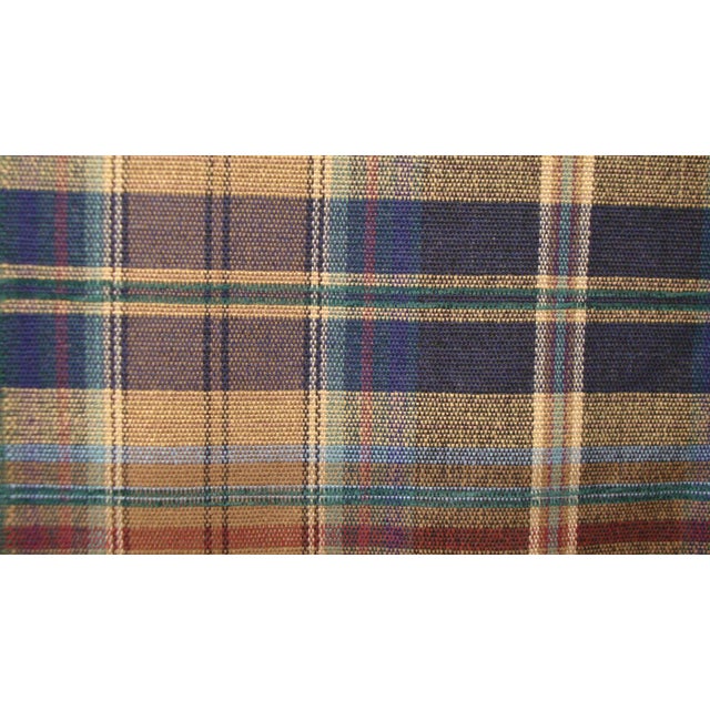 Vintage MidCentury Brown Blue Plaid Upholstery Fabric 2 Yards Chairish