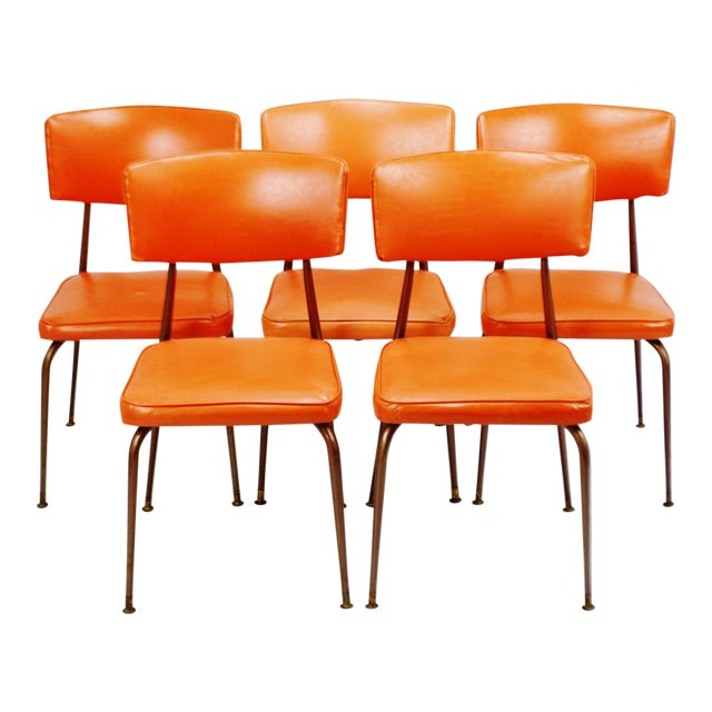 MidCentury Modern Orange Dining Chairs Set of 5 Chairish