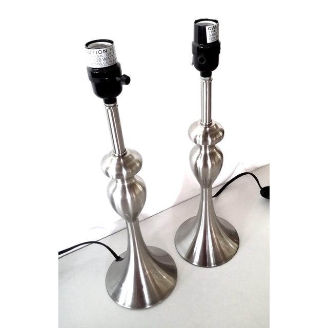 Satin Finish Stainless Steel Table Lamps Pair Chairish