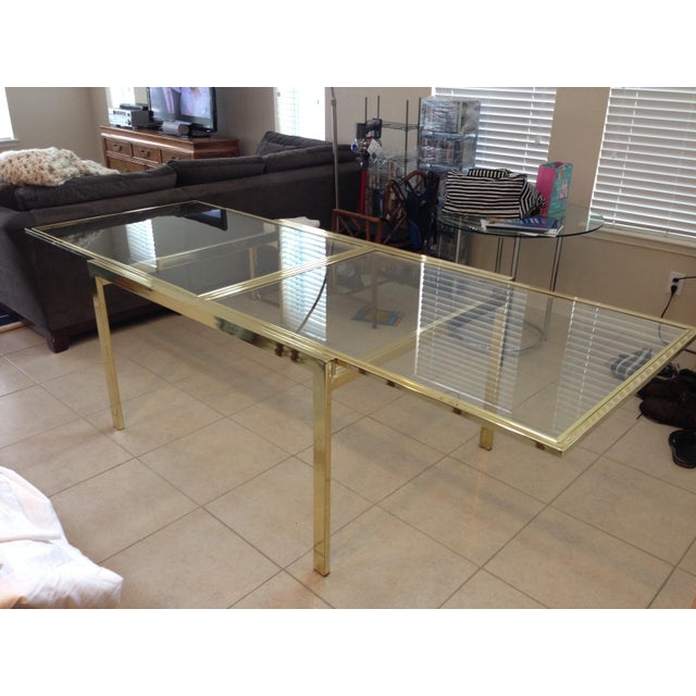 Vintage Brass & Glass DIA Expandable Dining Table | Chairish