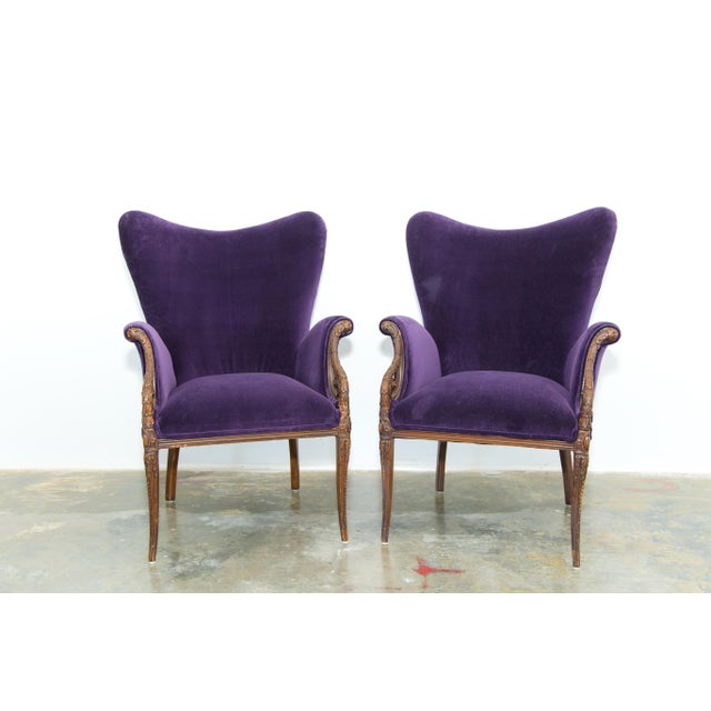 Deep Purple Velvet Armchairs A Pair Chairish