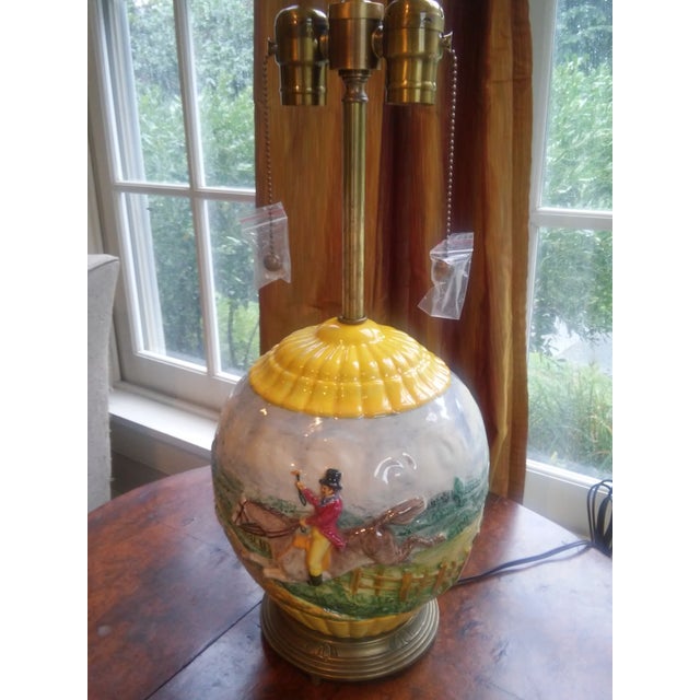 Vintage Fox Hunting High Relief Table Lamp With Fox Finial Chairish