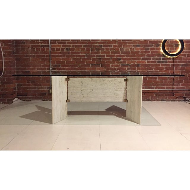 Modernist Travertine & Glass Dining Table Chairish