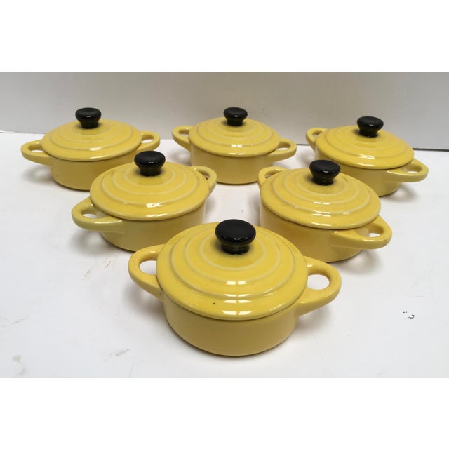 Mid Century Yellow Enameled Stoneware Casseroles Set of 6 Chairish