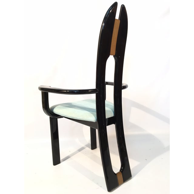 80 s Black Lacquer Italian Dining Chairs by Pietro