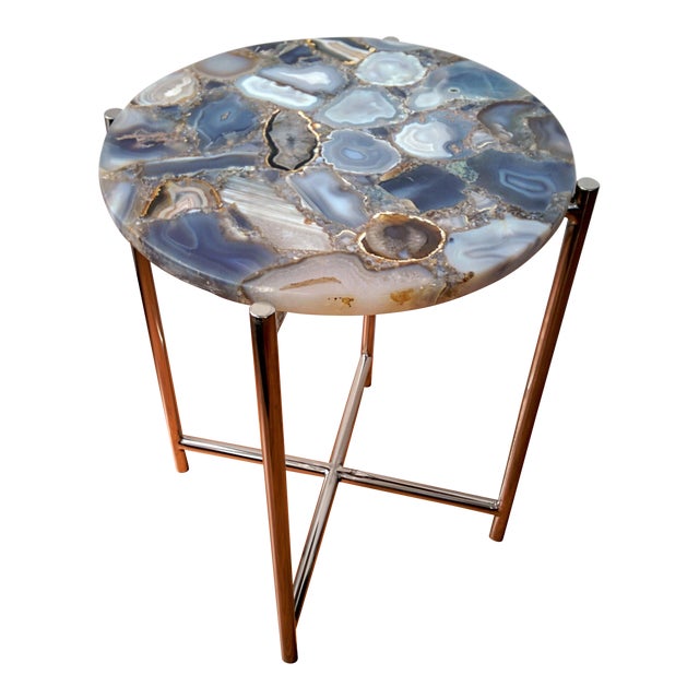 Agate & Chrome Side Table | Chairish