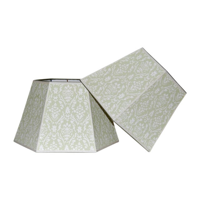 Vintage Green Wallpaper Lampshades - A Pair Chairish