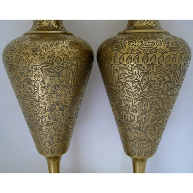 Engraved Brass Indian Vases A Pair Chairish
