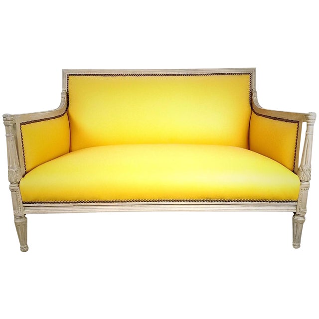 Yellow Leather FrenchStyle Settee Chairish
