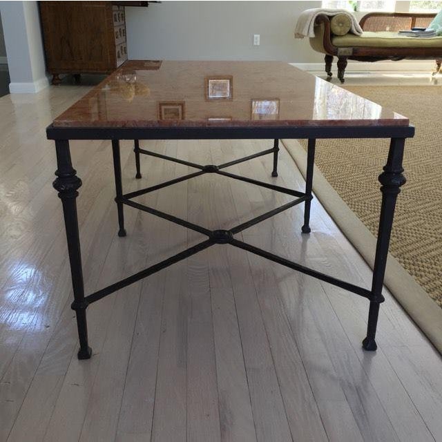 Wrought Iron Marble Top Coffee Table | Chairish