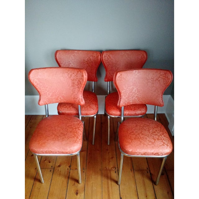 Retro 1950s Vinyl & Chrome Dining Chairs - Set of 4 | Chairish