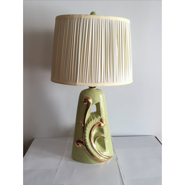 Mid Century Lime Green and Gold Lamp Chairish