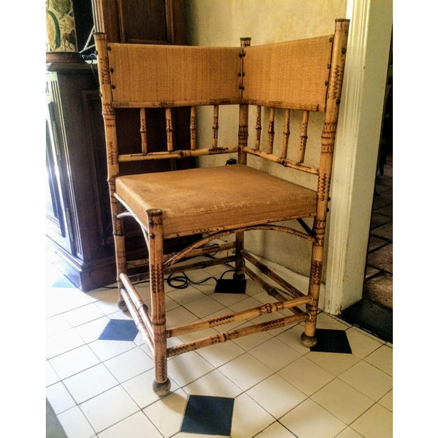 Antique Scorched Bamboo Corner Chair Chairish