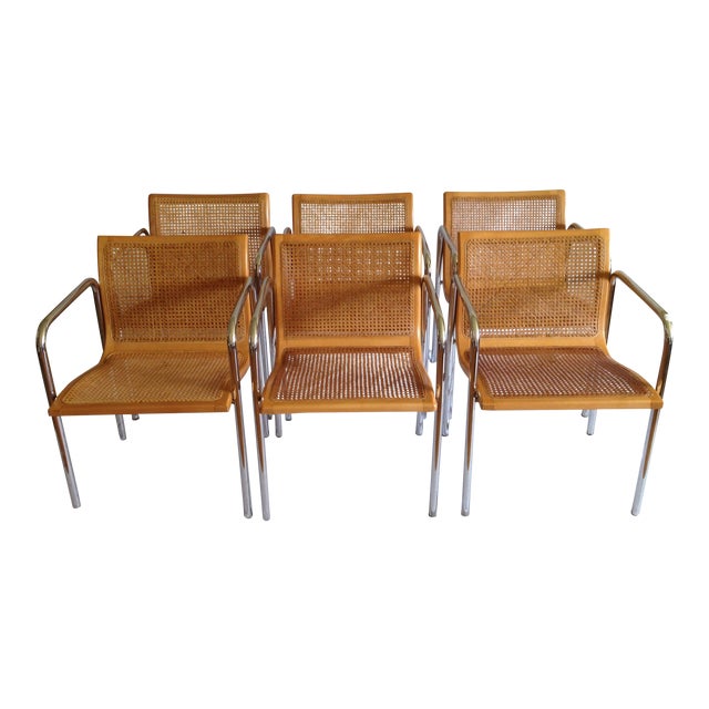 Chrome Dining Chairs with Caning Set of 6 Chairish