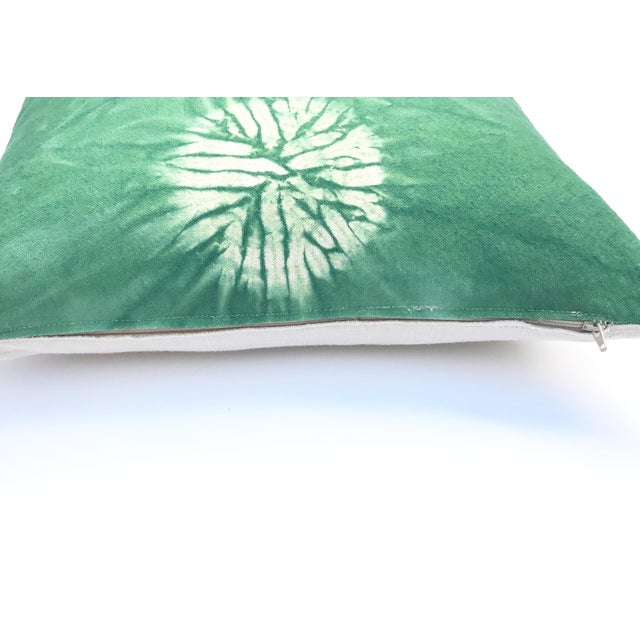 Forest Green Pillow Cover With Nui Shibori Circle Design Bright Green Shibori Pillow Cover ...