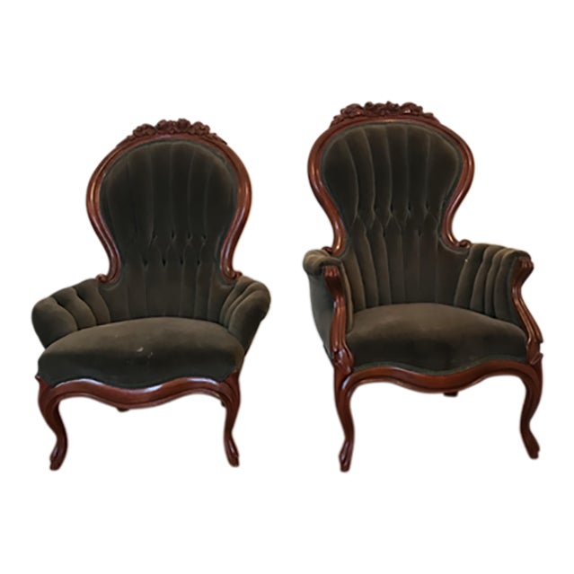 Mahogany Victorian Style Chairs A Pair Chairish
